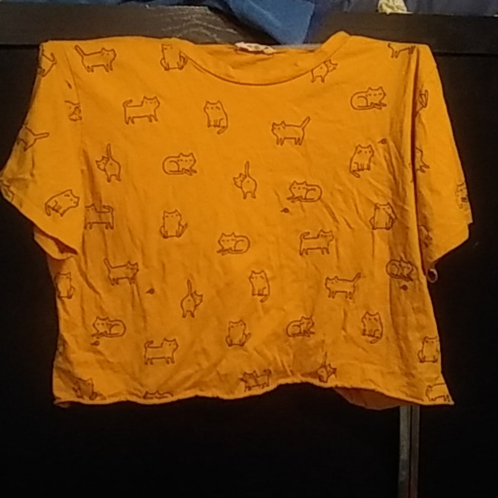 Yellow cat crop top